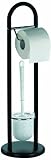 Kela 20973 set WC support papier toilette + brosse, métal mat noir, 'Graphit'