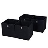 Songmics lot de 4 Boîtes/Tiroirs en Tissu Cube de Rangement pliable coffre pour Linge, Jouets, Vêtement 30 x 30 x 30 cm noir RFB02H-2
