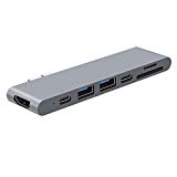 AEROFARA USB C Hub pour MacBook Pro 2017 USB Type C Adaptateur avec HDMI 4K, lecteur de carte TF/SD, 2x USB 3.0, Station d'accueil pour Dongle en Type C Thunderbolt 3 PD Charging 100W Zone grise