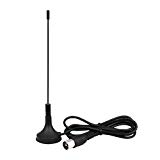 Antenne Portable Intérieure / Extérieure pour TV TNT HD / Récepteur Télévision Numérique / PC TV USB / Radio FM / DAB – August DTA180 Antenne TV TNT HD – Avec Embase Magnétique - Compatible UHF - VHF AM / FM / DAB / DVB-T / DVB-T2 MPEG4 (H.264)