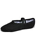 Lily's Locker - Chaussures de Ballet Classiques pour Femme Filles et Adultes Chaussons de Danse à Semelle Séparée Chaussures de Gymnastique adaptées aux cours de ballet de yoga d'étirements (32, Noir)