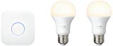 Philips Hue Kit de démarrage White avec 2 x E27 9 W [pont inclus] - Fonctionne avec Alexa