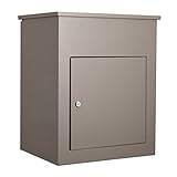 Mari Home Grande Boîte aux Lettres Extérieure | Kit Montage Mural | Boîte à Colis en Acier | Porte à Serrure et Compartiment d’Accès Facile | Idéal pour Maison et Appartement | 43,7x34,6x58 cm | Gris