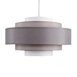 MiniSun Abat-Jour Abats Jour Pour Suspension.HAMPSHIRE Tambours En Cascade de Cinq Niveaux. Tissu en Trois Tons De Gris. Très Contemporain. Adapté pour douille de 28 mm ou de 42 mm