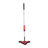 Relaxdays Balai à batterie triangulaire avec 4 brosses pour tous types de sol aspirateur mécanique sans sac sans fil manche nettoyage ménage idéal pour les coins inaccessibles, rouge