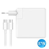 Macbook Pro 15 pouces Chargeur,87W/61W/29W USB C Adaptateur de Alimentation PD(Power delivery) 20.2V/4.3A Chargeur Remplacement pour Macbook Pro 12/13/15 pouces,iPhone X/8/8 plus avec 2m Câble de Charge Rapide