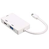 Vipmoon 3 en 1 Mini Display Port Thunderbolt vers DVI VGA HDMI câble adaptateur convertisseur pour PC Résolution 4 K pour Mac Book