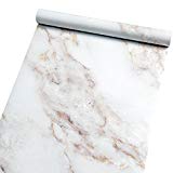 Homein Papier Peint Autocollant Meuble Auto-Adhesif Motif Marbre Blanc Décorative Haute Qualité Sticker Pour Plan de Travail Cuisine en PVC Imperméable Rouleau Sticker Marbre Style Moderne Vinyl Adhesif pour Chambre Salon Meuble Table 44.5*200cm