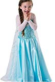 NICE SPORT Robe Princesse Reine des Neiges Frozen - Costume Enfant Fille - Princesse Elsa - Déguisement Haute Qualité - Bleu (140 cm (6-7 ans))