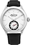 Alpina Horological Smartwatch montre de fitness pour homme – 44 mm Argent Face Swiss montre à quartz à 2 ans de vie de la batterie de course – Noir Bande de cuir résistant à l'eau moniteur de sommeil suivi d'activité montre Al-285s5aq6