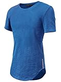 HEMOON Homme Hipster T-shirt Garniture decore sur cote Manches courtes Bleu roi L