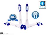FLM Pulsonic SR32-4 - Têtes de Remplacement pour Brosses à Dents Electriques Compatible Avec Braun Oral B, Pack de 4 Brossettes