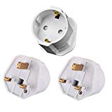 INIBUD Lot de 3 Adaptateur FR vers UK avec Fusible Convertisseur Prise Française France vers Fiche Anglaise - Europe Européen 2 Pin Prise vers UK Grande Bretagne Angleterre 3 Pin Fiche