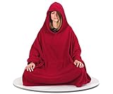 Live Up Cape de méditation - Unisexe Yoga Bouddhiste Relaxation Manteau à capuchon (rouge, XL/Longue)