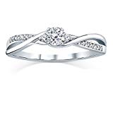 Bague de Fiançailles Argent Swarovski Zircon Argent Sterling 925 (48)