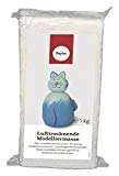 Rayher Hobby 3450200 Pâte à modeler séchant à l'air, 1 kg de terre de qualité supérieure, séchage rapide à l’air sans cuisson, peut aussi être cuite au four, blanc