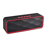 TechCode SoundBox Portable sans fil Bluetooth 4.1 stéréo haut-parleur Bluetooth mains libres USB TF carte FM Radio stéréo son double haut-parleur Subwoofer Player microphone intégré pour les appels pour iPhone, iPod, iPad, Samsung, LG et autres (Rouge)