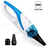 EVERTOP Mini aspirateur voiture sans fil puissant autonomie, grande force d'aspiration (1400 PA) 45 Minutes Aspirateur à main rechargeable avec câble USB Bleu