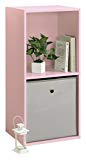HOMEA 6RAN698RS Cube de Rangement avec 2 Niches Panneaux de particules Rose Poudre 34,4 x 29,5 x 67,59 cm