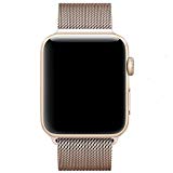 Ibander Apple Watch Sangles pour iWatch Série 3/2/1 en acier inoxydable Milanaise Boucle en métal de remplacement Accessoires Sangle de bracelet avec aimant Unique Serrure Grande Petite Argenté Noir Doré Or rose, Champagne, 42 mm