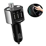 Transmetteur FM Bluetooth Kit Voiture Sans Fil Mains-libres Lecteur MP3 FM Adaptateur Radio Chargeur de Voiture Allume Cigare avec 3 Ports USB (2.1A 2.1A 1A) pour Appareils Apple ＆Android et Autre