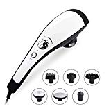 NURSAL Appareil de Massage électrique portable avec 6 têtes de massage, massage à percussion avec fontion de chaleur, soulagement des raideurs, des tensions, du stress et de la fatigue
