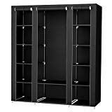 SONGMICS XXL Armoire de rangement Penderie dressing en tissu intissé 175 x 150 x 45 cm noir LSF03H