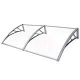 Helloshop26 2212023 Auvent Porte Abris de Jardin Marquise Moderne, Gris, 155 x 75 cm
