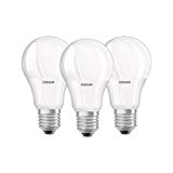 OSRAM ampoule LED E27 BASE Classic A/9.5 W - Equivalence incandescence 60 W, ampoule LED forme classique/mat, blanc chaud - 2700K, lot de 3