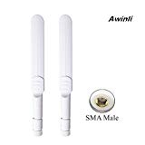 SMA Antenne 4G Antenne 9DBI GSM High Gain 4G LTE Amplificateur amplificateur de signal Wifi Haute Performance Adaptateur Modem Récepteur Réseau Antenne à Longue Portée Pour Points d'accès Mobiles (2Pack) Blanc