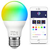 Minger Ampoules LED RGBW Changement de Couleur E27 Synchro à la Musique Dimmable LED Éclairage Multicolore Magique Lampes d'ambiance par APP Compatible avec Tous les IOS&Android Smartphones Apple, Samsung etc.
