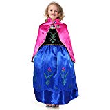 Filles Frozen Princess Anna Costume Habiller de la Reine des Neiges Party Halloween Cosplay Party Tenues avec Cape (5~6T)