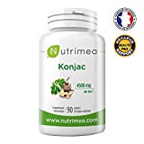 PUR KONJAC – 640 mg à 95% de glucomannanes / gélule – puissant capteur de graisses et de sucres - FABRICATION FRANCAISE – 90 gélules végétales