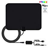 Antenne TV Intérieur Puissante, TELEV Digital HDTV Antenne TNT Intérieur Amplifiée60 Mile Range avec Détachable Signal Amplificateur Booster, USB Alimentation et 16FT de Haute Performance Câble Coaxial