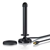 CSL - Antenne tige numérique de 30 dB | TV / PC / MAC | antenne DVB-T / TNT portable puissante avec pied magnétique stable | Gain de rayonnement de 30 dB | grande puissance de réception
