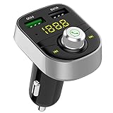 [Nouveau] Transmetteur FM Bluetooth Kit de Voiture Mains Libres Sans Fil Adaptateur Radio, QC 3.0 Chargeur Allume Cigare 2 Ports USB Chargeur Voiture Écran LED d'Affichage Support USB Flash Drive