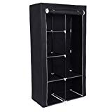 Songmics Armoire de rangement noir Penderie dressing en tissu intissé portemanteaux DIY 170 x 88 x 45 cm RYG84H