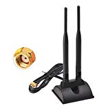 Eightwood Antenne WiFi 2.4G / 5.8G Antenne Magnétique Double Fréquence 6dBi avec RP SMA Câble 1.2m Extension pour Carte Wifi Carte PCI Sans Fil Wirelesse Routeur Bluetooth