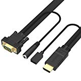 Adaptateur HDMI vers VGA avec Sortie Audio Câble USB, LEMEGO HDMI vers VGA Full HD 1080P Convertisseur HDMI VGA Mâle à Mâle Câble Audio 3.5mm USB Alimentation pour PC, Ordinateur, TV Box, Ultrabook, Chromebook, Rasberry Pi, Projecteur, etc (1.5m/5ft)