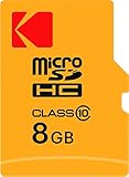 Kodak 8GB Carte mémoire microSDHC avec adaptateur SD Classe 10, compatible microSDXC
