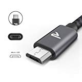 Câble Micro USB [1m/3.3ft, Lot de 2] Rampow - Charge / Synchro Ultime Rapide - GARANTIE A VIE - Câble USB Nylon Tressé en Fibre 2.4A pour Samsung Galaxy, Sony, HTC, Nexus, LG, Huawei, Kindle, Asus, Appareils Android, Smartphone et Plus Encore - Gris Sidéral