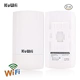 KuWFi Kit CPE extérieur sans fil de 450 Mo / s, intérieur et extérieur Point à point Pont / CPE sans fil prend en charge la solution de distance de transmission 2KM pour PTP, point d'accès sans fil PTMP (pré-programme WDS)