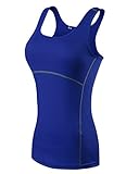 ZKOO Femme Casual T-shirts et Tops de Sport Gilet T-Shirt Women Sport Fitness Elastic Quick-Drying Slim Vest Tops Bleu 2XL