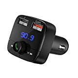 Transmetteur FM Bluetooth VicTsing, Kit Voiture Sans Fil Transmetteur Radio Mains Libres Adaptateur Lecteur Voiture USB Chargeur Allume-cigare avec Deux Ports USB, Charge Rapide 3.0, Fente de Carte TF pour iPhone, Samsung, MEIZU, LG, etc