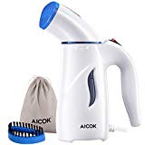 Aicok Défroisseur Vapeur, 110ml Mini Defroisseur de Voyage Portatif avec Une Brosse Lissante de Tissu & Mini Sac, Chauffage Electrique Rapide, Appareil Vapeur Vertical Steamer avec Système de Protection, Voyage ou Maison