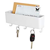 mDesign porte-courrier mural et porte clé mural – pour le rangement de vos clefs, lettres et brochures – porte lettre pour l'entrée – en plastique – blanc