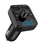 Transmetteur FM Bluetooth, Kit Main Libre Voiture Bluetooth Autoradio Adaptateur Voiture MP3 Lecteur USB Chargeur Allume Cigare avec 2 Ports USB, Port de Disque U et Fente de Carte TF