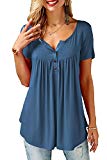 Magic Zone Femmes Chemise et Blouse T-Shirt à Manches Courtes pour Femme Bleu Clair XXL