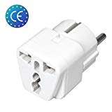 Adaptateur universel secteur US / UK / Chine vers Europe (EU) / France (FR) - Prise électrique avec terre - Normes CE RoHS - 16A - Blanc