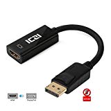 Adaptateur DisplayPort vers HDMI [4K], ICZI DP Câble mâle vers HDMI Femelle, Connecteurs dorés, pour TV 4K, HDTV, Moniteur, Projecteurs, Ordinateurs portables et autres [Noir] (1080P, Noir)